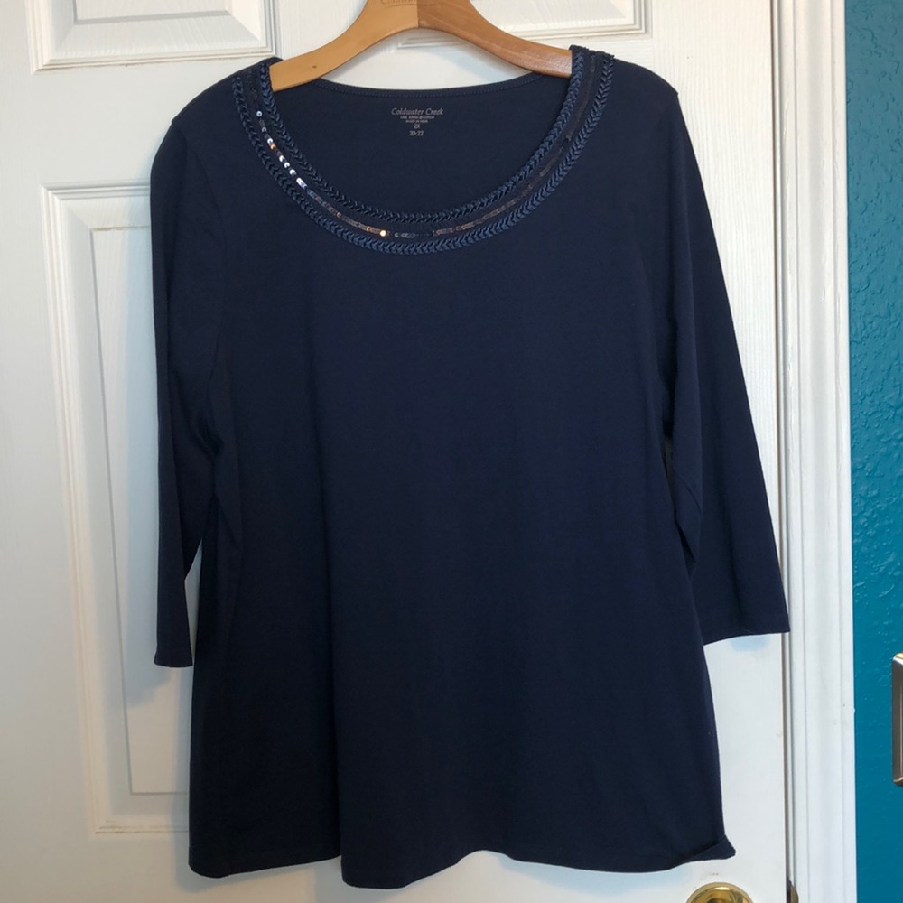 Size 2X Coldwater Creek blue/sequin collar shirt